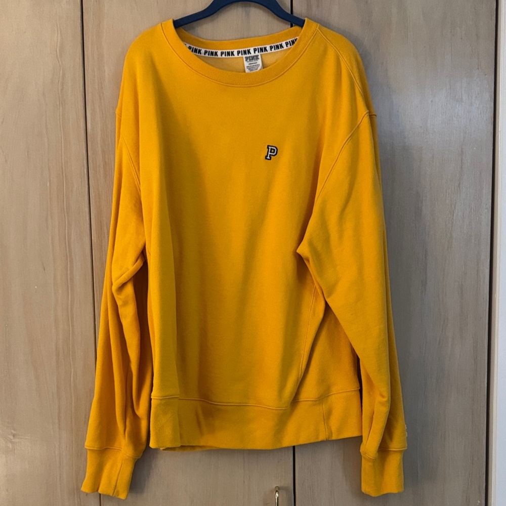 Yellow Crewneck Pink Sweatshirt